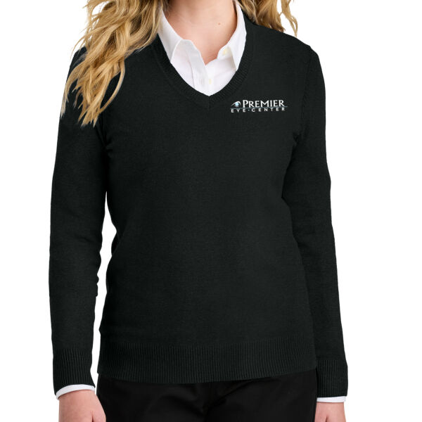 Port Authority Women's Easy Care V-Neck Sweater - Embroidered Logo Thumbnail