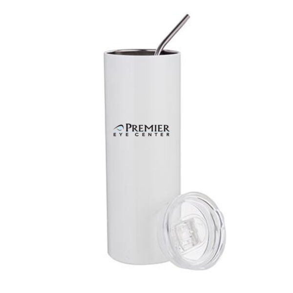20 Oz Stainless Steel Tumbler with Straw & Lid - Sublimated Logo Thumbnail